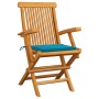 Sillas de jardín 4 uds madera maciza de teca con cojines azules by , Garden chairs - Ref: Foro24-3065621, Price: 376,54 €, Di...