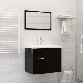 Glänzend schwarzes Badezimmermöbelset aus Holzwerkstoff von vidaXL, Badezimmermöbel - Ref: Foro24-3071322, Preis: 181,25 €, R...