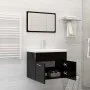 Juego de muebles de baño madera de ingeniería negro brillo de vidaXL, Muebles de baño - Ref: Foro24-3071322, Precio: 181,21 €...