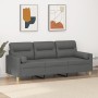 Sofá de 3 plazas con cojines tela gris oscuro 180 cm by , Sofas - Ref: Foro24-3200830, Price: 299,66 €, Discount: %