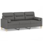 Sofá de 3 plazas con cojines tela gris oscuro 180 cm by , Sofas - Ref: Foro24-3200830, Price: 299,66 €, Discount: %