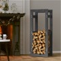 Estante para leña madera maciza de pino gris 41x25x100 cm by , Accessories for bags and firewood holders - Ref: Foro24-822409...
