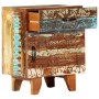 Mesita de noche tallada a mano madera reciclada 40x30x50 cm