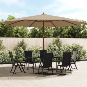 Sombrilla de jardín con poste de madera gris taupé 400x273 cm de , Sombrillas - Ref: Foro24-363178, Precio: 140,58 €, Descuen...