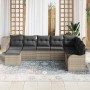 Conjunto de sofá de jardín con cojín 8 pcs Gris claro Poliratán