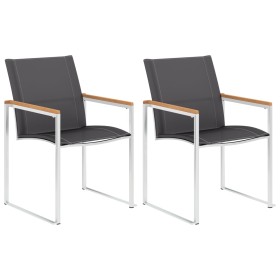 Sillas de jardín 2 unidades textilene y acero inoxidable gris von , Gartenstühle - Ref: Foro24-46517, Preis: 178,72 €, Rabatt: %