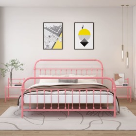 Mesitas de noche 2 unidades metal y vidrio rosa y transparente by , Nightstands - Ref: Foro24-325095, Price: 59,33 €, Discoun...
