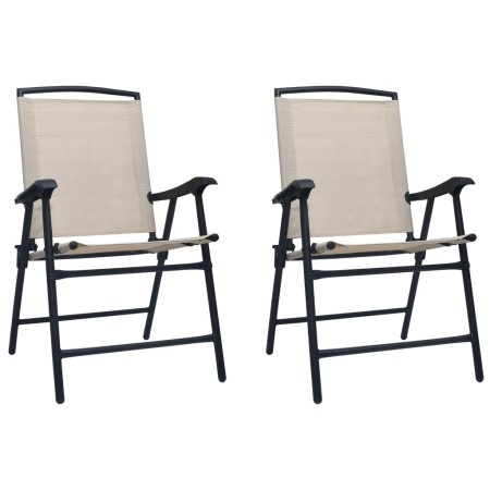 Sillas plegables de jardín 2 unidades textilene color crema by , Garden chairs - Ref: Foro24-47924, Price: 93,19 €, Discount: %