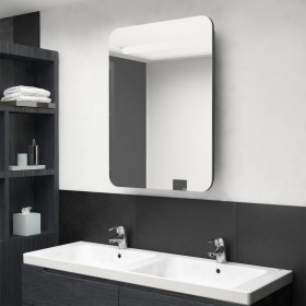 Armario de baño con espejo y LED gris 60x11x80 cm de , Tocadores de baño - Ref: Foro24-326505, Precio: 154,92 €, Descuento: %