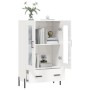 Aparador alto madera de ingeniería blanco brillo 69,5x31x115 cm by , Sideboards - Ref: Foro24-828310, Price: 105,79 €, Discou...