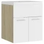 Waschtischunterschrank aus weißem Holzwerkstoff und Sonoma-Eiche mit Waschbecken von vidaXL, Badezimmerwaschtische - Ref: For...