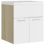 White engineered wood and Sonoma oak vanity unit with sink by vidaXL, bathroom vanities - Ref: Foro24-3070816, Price: 118,04 ...
