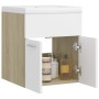 White engineered wood and Sonoma oak vanity unit with sink by vidaXL, bathroom vanities - Ref: Foro24-3070816, Price: 118,04 ...