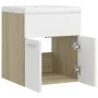 White engineered wood and Sonoma oak vanity unit with sink by vidaXL, bathroom vanities - Ref: Foro24-3070816, Price: 117,87 ...