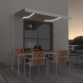 Toldo automático con LED y sensor de viento crema 350x250 cm