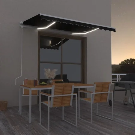 Automatic awning with LED and wind sensor anthracite 350x250cm by vidaXL, Awnings - Ref: Foro24-3068894, Price: 485,82 €, Dis...