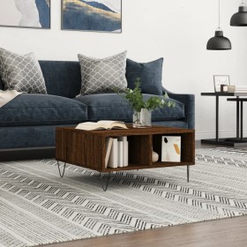 Mesa de centro madera de ingeniería roble marrón 60x60x30 cm de , Mesas de centro - Ref: Foro24-827043, Precio: 44,36 €, Desc...