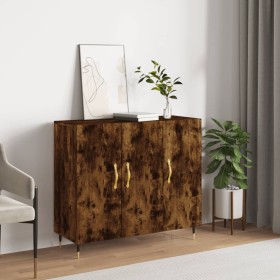 Aparador de madera de ingeniería roble ahumado 90x34x80 cm by , Sideboards - Ref: Foro24-828089, Price: 80,36 €, Discount: %