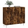 Aparador de madera de ingeniería roble ahumado 90x34x80 cm von , Sideboards - Ref: Foro24-828105, Preis: 74,21 €, Rabatt: %