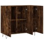 Aparador de madera de ingeniería roble ahumado 90x34x80 cm von , Sideboards - Ref: Foro24-828105, Preis: 74,21 €, Rabatt: %