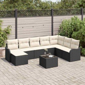 Conjunto de sofá de jardín 9 pcs Negro ratán sintético en Conjuntos de jardín | Comprar online en Foro24