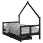 Estructura cama infantil y cajones madera pino negro 80x160 cm von , Kinderbetten und Betten für Kinder - Ref: Foro24-834545,...