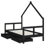 Estructura cama infantil y cajones madera pino negro 80x160 cm von , Kinderbetten und Betten für Kinder - Ref: Foro24-834545,...