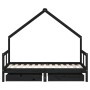 Estructura cama infantil y cajones madera pino negro 80x160 cm von , Kinderbetten und Betten für Kinder - Ref: Foro24-834545,...