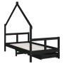 Estructura cama infantil y cajones madera pino negro 80x160 cm von , Kinderbetten und Betten für Kinder - Ref: Foro24-834545,...