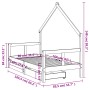 Estructura cama infantil y cajones madera pino negro 80x160 cm von , Kinderbetten und Betten für Kinder - Ref: Foro24-834545,...