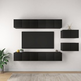 Set de muebles de TV salón 8 piezas madera contrachapada negro de , Muebles TV - Ref: Foro24-3078832, Precio: 271,56 €, Descu...