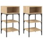 Mesita noche 2 uds madera ingeniería roble Sonoma 35x34,5x70 cm de , Mesitas de noche - Ref: Foro24-825886, Precio: 49,50 €