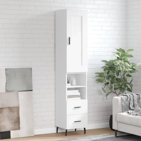 Aparador alto madera contrachapada blanco 34,5x34x180 cm by , Sideboards - Ref: Foro24-3200273, Price: 112,14 €, Discount: %