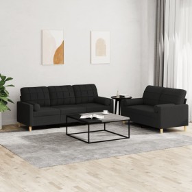 Juego de sofás con cojines 2 piezas tela negro von , Sofas - Ref: Foro24-3201326, Preis: 495,82 €, Rabatt: %
