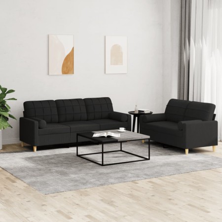 Juego de sofás con cojines 2 piezas tela negro by , Sofas - Ref: Foro24-3201326, Price: 495,82 €, Discount: %
