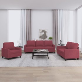 Juego de sofás con cojines 3 piezas tela rojo tinto von , Sofas - Ref: Foro24-3201434, Preis: 573,50 €, Rabatt: %