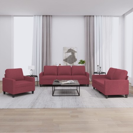 Juego de sofás con cojines 3 piezas tela rojo tinto von , Sofas - Ref: Foro24-3201434, Preis: 573,50 €, Rabatt: %