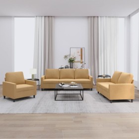 Juego de sofás con cojines 3 piezas terciopelo marrón by , Sofas - Ref: Foro24-3201483, Price: 629,28 €, Discount: %