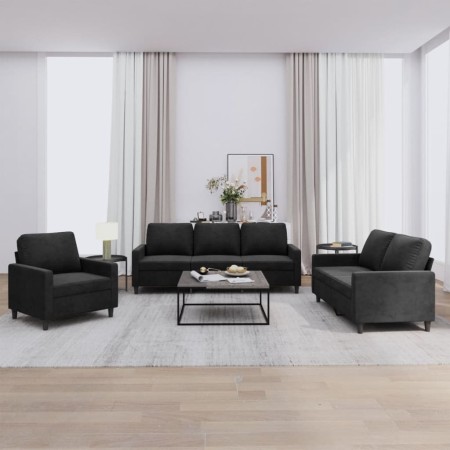 Juego de sofás con cojines 3 piezas terciopelo negro von , Sofas - Ref: Foro24-3201481, Preis: 649,48 €, Rabatt: %