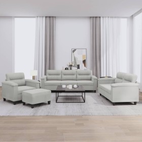 Juego de sofás con cojines 4 piezas tela microfibra gris claro by , Sofas - Ref: Foro24-3202297, Price: 892,52 €, Discount: %