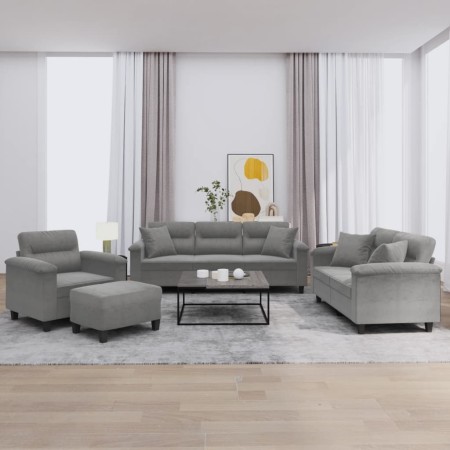 Juego de sofás con cojines 4 piezas tela microfibra gris oscuro von , Sofas - Ref: Foro24-3202310, Preis: 840,04 €, Rabatt: %