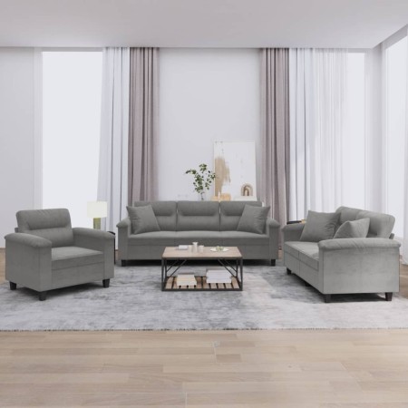 Juego de sofás con cojines 3 piezas tela microfibra gris oscuro von , Sofas - Ref: Foro24-3202304, Preis: 821,98 €, Rabatt: %