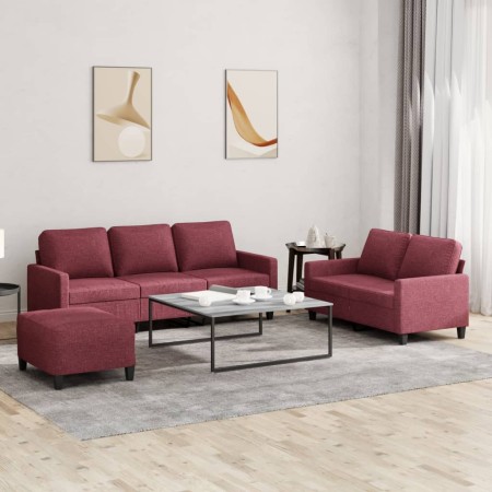 Juego de sofás con cojines 3 piezas tela rojo tinto von , Sofas - Ref: Foro24-3201474, Preis: 477,67 €, Rabatt: %