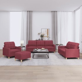 Juego de sofás con cojines 4 piezas tela rojo tinto von , Sofas - Ref: Foro24-3201256, Preis: 596,32 €, Rabatt: %