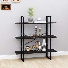 Estantería 3 niveles madera maciza de pino negro 100x30x105 cm by , Bookcases and shelves - Ref: Foro24-806556, Price: 74,89 ...