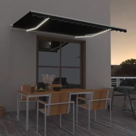 Toldo manual retráctil con LED gris antracita 400x350 cm