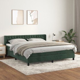 Cama box spring con colchón terciopelo verde oscuro 180x200 cm Cama box spring con colchón terciopelo verde oscuro 180x200 cm
