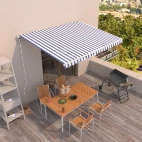 Retractable automatic blue and white awning 400x350 cm by vidaXL, Awnings - Ref: Foro24-3068986, Price: 438,37 €, Discount: %