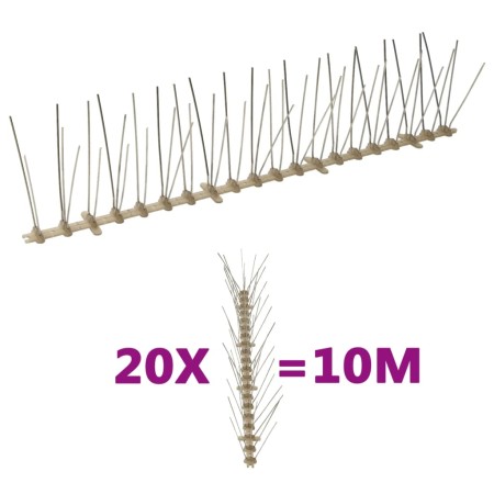 Set de 5 hileras de pinchos contra pájaros y palomas 20 uds 10m von , Tierabwehrmittel - Ref: Foro24-149129, Preis: 50,36 €, ...