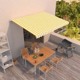 Yellow and white retractable manual awning 450x350 cm by vidaXL, Awnings - Ref: Foro24-3068998, Price: 374,99 €, Discount: %